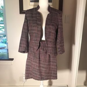 Tweed suit, fitted, short skirt